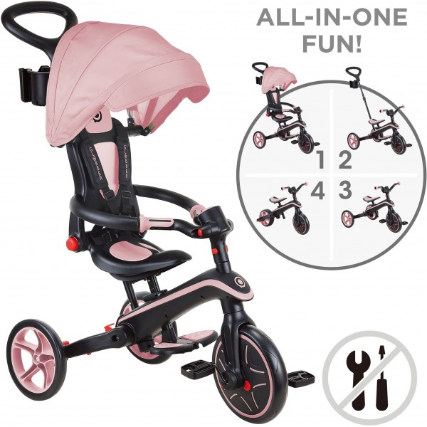 ΠΟΔΗΛΑΤΟ ΤΡΙΚΥΚΛΟ Globber Trike Explorer Foldable 4 In 1 Pastel Pink  (732-210)