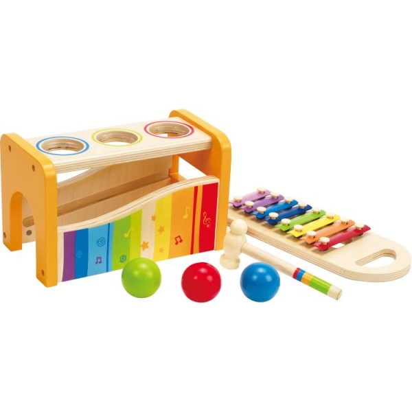 Hape Pound and Tap Bench  - Διαδραστικός Πάγκος Με Σφυράκι, Μπάλλες & Ξυλόφωνο - 6Τεμ. (E0305AG53)