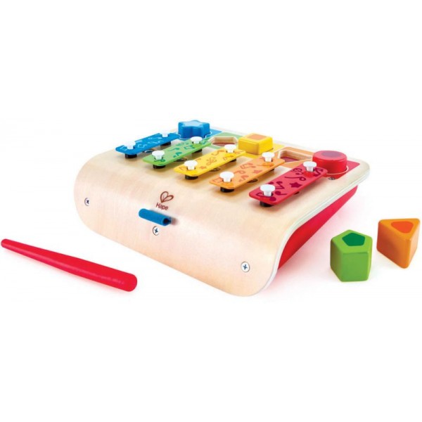 Hape Shape Sorter Xylophone  - Ξυλόφωνο - Πιανάκι & Παζλ 3 Σε 1- 7Τεμ. (E0334A)