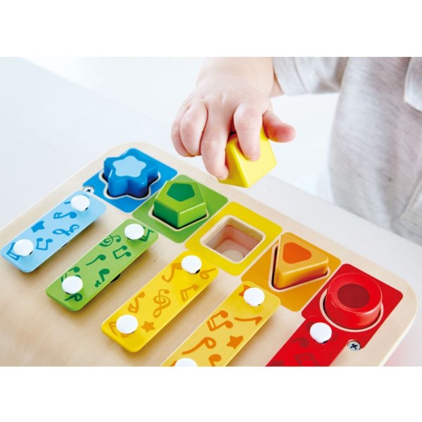 Hape Shape Sorter Xylophone  - Ξυλόφωνο - Πιανάκι & Παζλ 3 Σε 1- 7Τεμ. (E0334A)