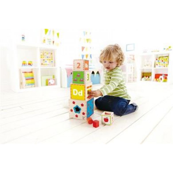 Hape Pyramid of Play  - Η Πυραμίδα Της Χαράς Με Σχήματα,Γράμματα,Αριθμούς,Εικόνες & Χρώμματα (E0413A)