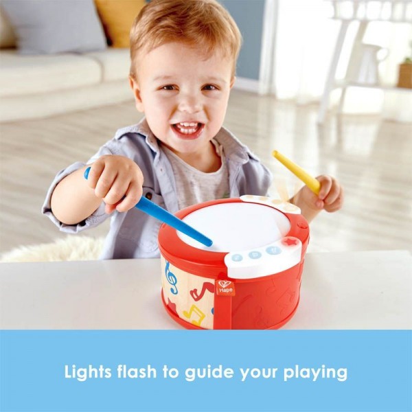 Hape Early Melodies Ξύλινο Τύμπανο Learn With Lights Drum (E0620A)