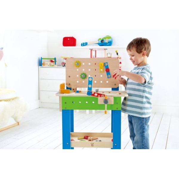 Hape Master Workbench  - Κύριος Πάγκος Εργασίας Με Ράφια,Θήκες & Εργαλεία - 35Τεμ. (E3000)