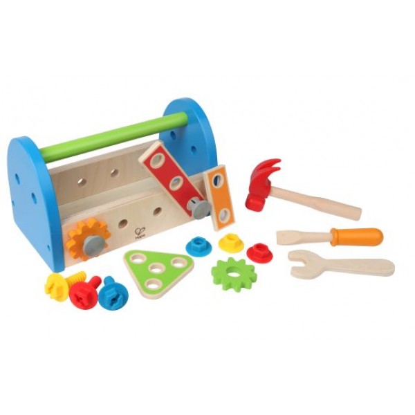 Hape Fix-It Tool Box- Καλαθάκι Με Βίδες & Εργαλεία Που Τα Αποθηκεύει & Μεταφέρεται - 17τεμ.  (E3001) 