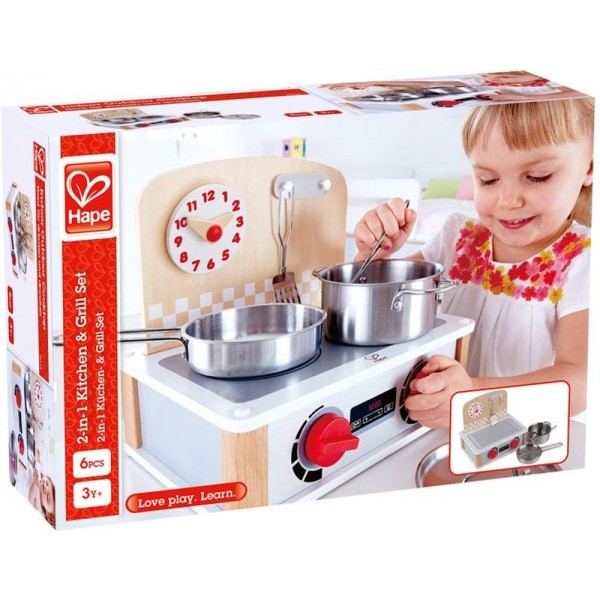 Hape Playfully Delicious Ξύλινη Κουζίνα & Grill Set 2 in 1 (E3151A)