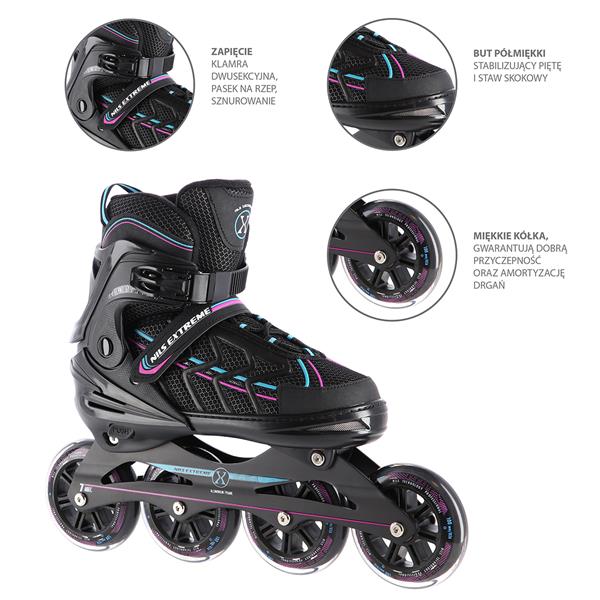 Rollers Αυξομειούμενα πατίνια Μαύρο/Μωβ IN-LINE SKATES NILS EXTREME NA1128