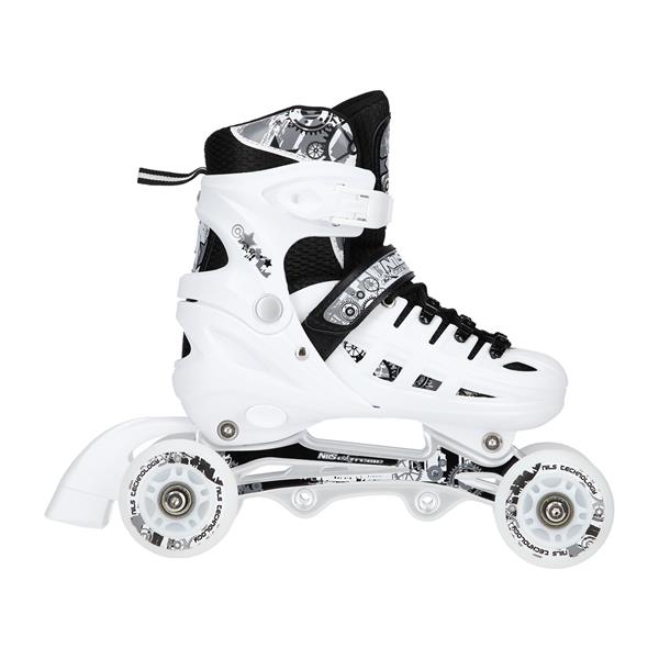 Rollers Αυξομειούμενα πατίνια 4 σε1 ΑΣΠΡΟ INLINE SKATES NILS EXTREME  ΜΕ LED ΤΡΟΧΟΥΣ NH10905