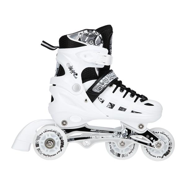 Rollers Αυξομειούμενα πατίνια 4 σε1 ΑΣΠΡΟ INLINE SKATES NILS EXTREME  ΜΕ LED ΤΡΟΧΟΥΣ NH10905