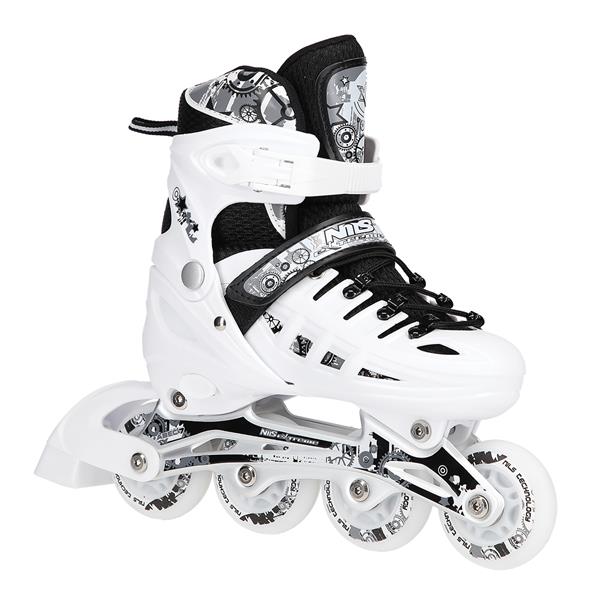 Rollers Αυξομειούμενα πατίνια 4 σε1 ΑΣΠΡΟ INLINE SKATES NILS EXTREME  ΜΕ LED ΤΡΟΧΟΥΣ NH10905