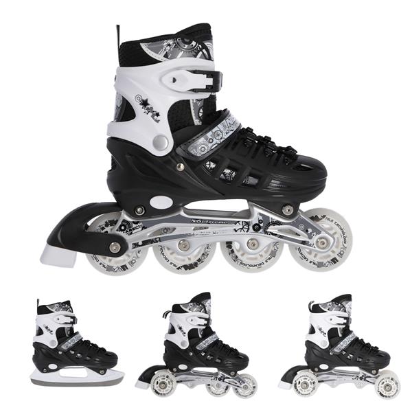 Rollers Αυξομειούμενα πατίνια 4 σε1 ΜΑΥΡΟ INLINE SKATES NILS EXTREME  NH10905B