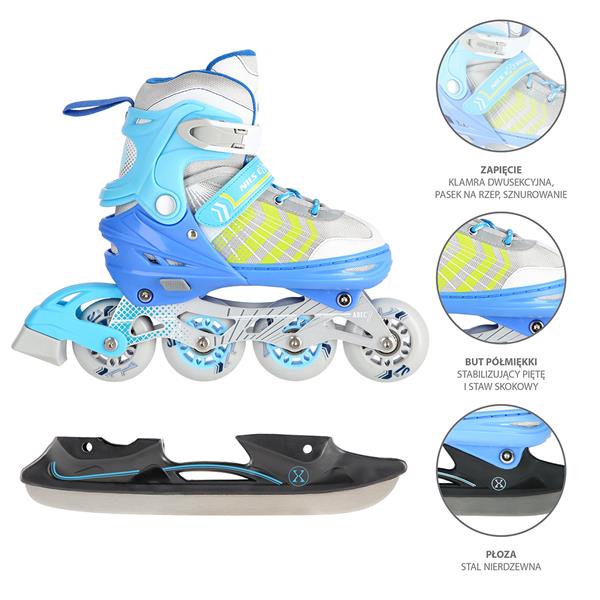 Rollers Αυξομειούμενα πατίνια 4 σε1 Μπλε IN-LINE SKATES/HOCKEY ICE SKATES NH18192BL