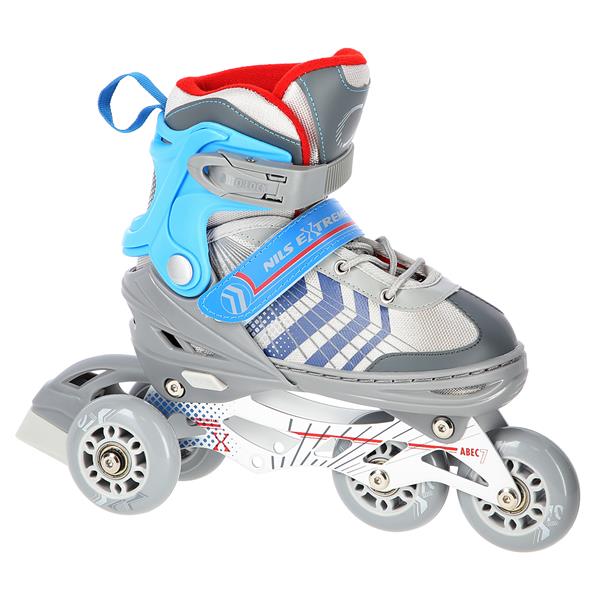 Rollers Αυξομειούμενα πατίνια 4 σε1 Γκρι/Μπλε IN-LINE SKATES/HOCKEY ICE SKATES NH18192GR